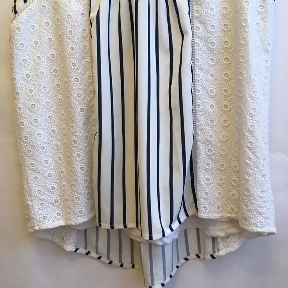 DOE + RAE SLEEVELESS STRIPED AND EMBROIDERED TOP. - Picture 4 of 8